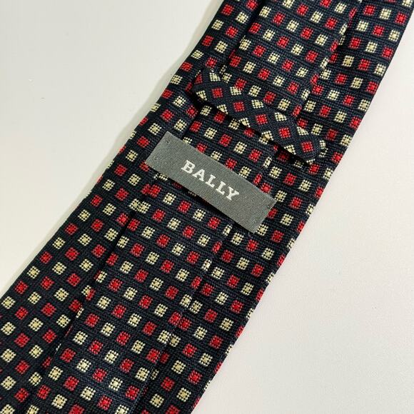 BALLY Italian Neck Tie Mens 60" Classic Silk Red Blue Geometric Fashion Italy - Picture 4 of 6